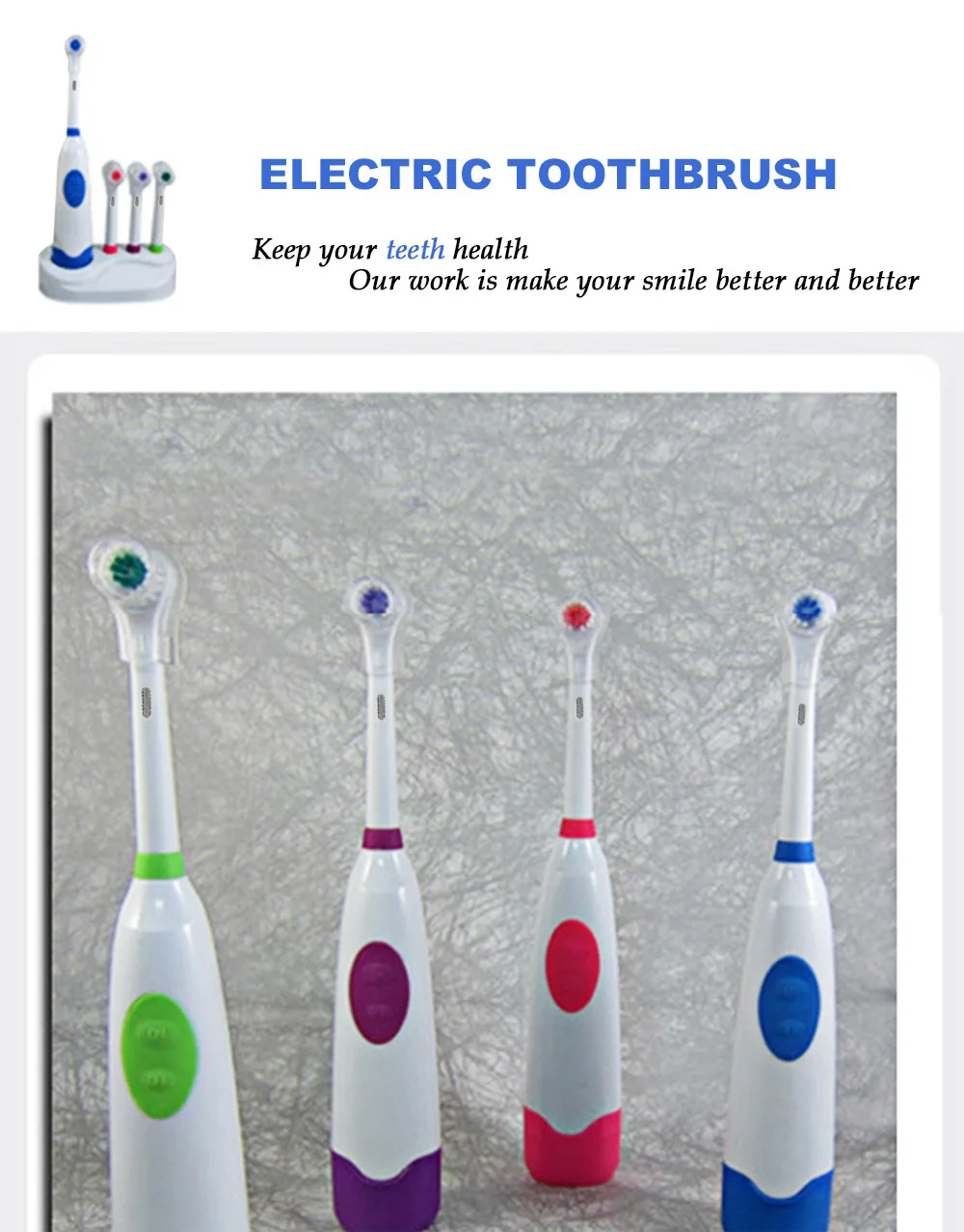 Electric Toothbrush with 4 Brush Heads Oral Hygiene Dental Care Accessories