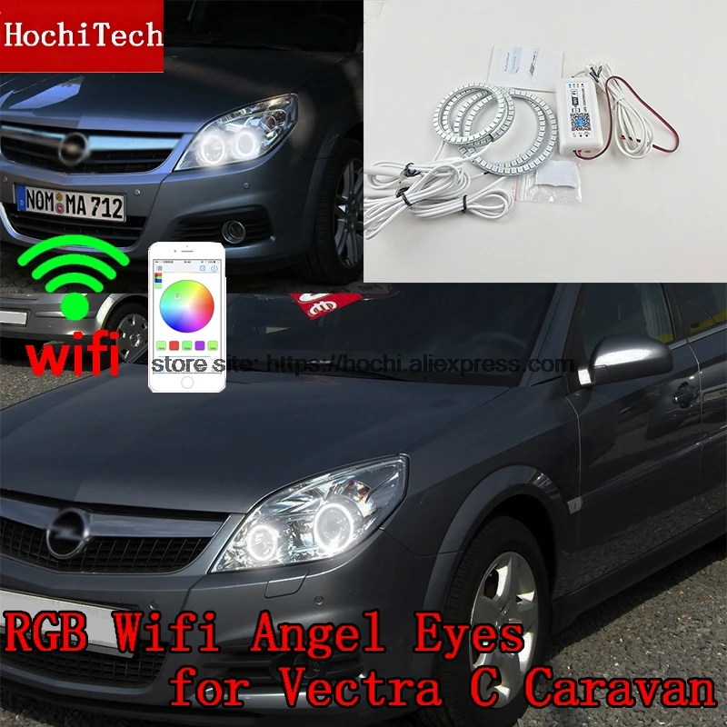 HochiTech Excellent RGB Multi-Color halo rings kit car styling for Opel Vectra C Caravan 2005-08' angel eyes wifi remote control hochitech for mazda cx 7 cx 7 2006 2012 car styling rgb led demon angel eyes kit halo ring day light drl with a remote control