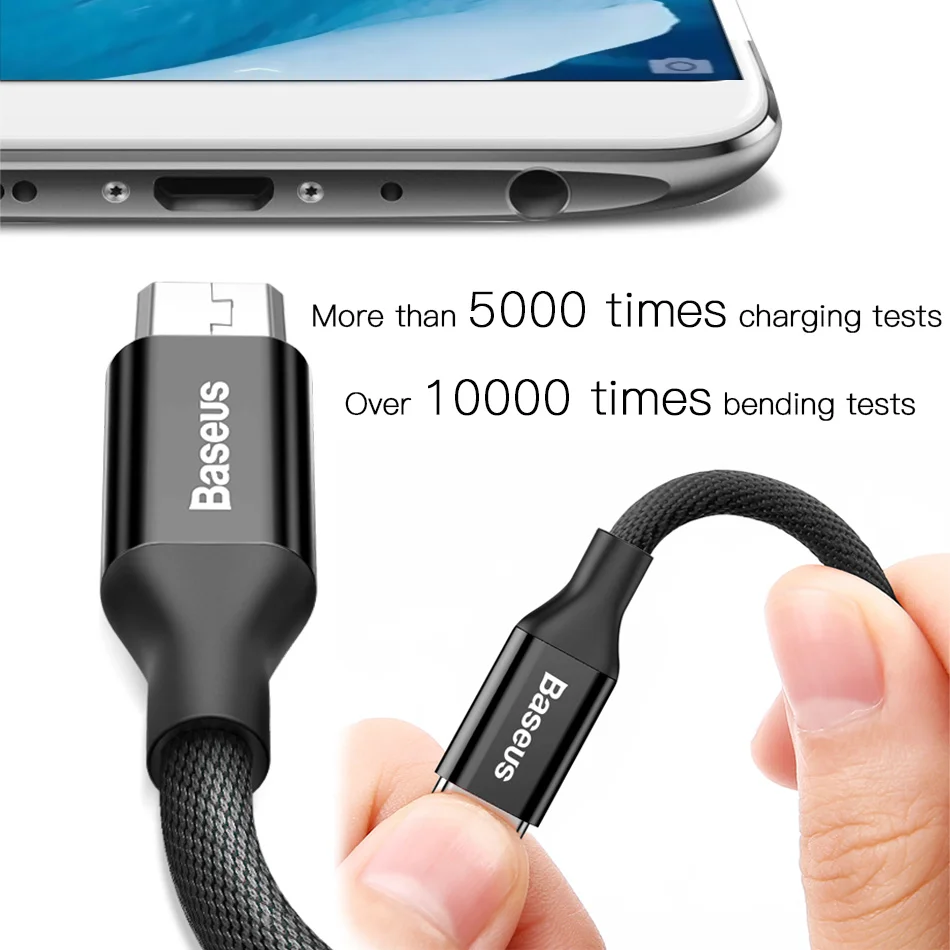 Baseus Micro USB Cable Fast Charging Microusb Charger Cable For Samsung Xiaomi Data Wire Cord Android Mobile Phone Cables 1m 2m