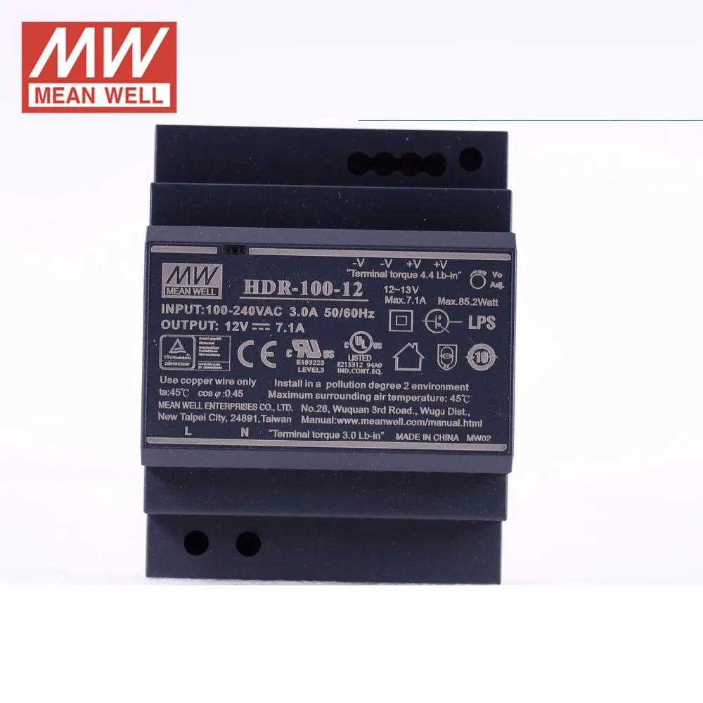 Оригинал MEAN WELL HDR 100 12N 7 5a 12 в 90 Вт meanwell ультра тонкий ступенчатая форма DIN рельсовый