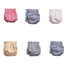 Шорты для маленьких девочек летние штаны из полипропилена с рюшами Детские Шаровары в красную клетку с эластичной резинкой на талии, Детская Пеленка, одежда