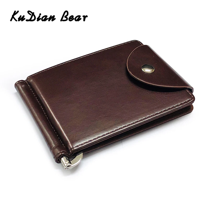 KUDIAN BEAR Rfid мужской кошелек короткий зажим для денег бумажник металлический