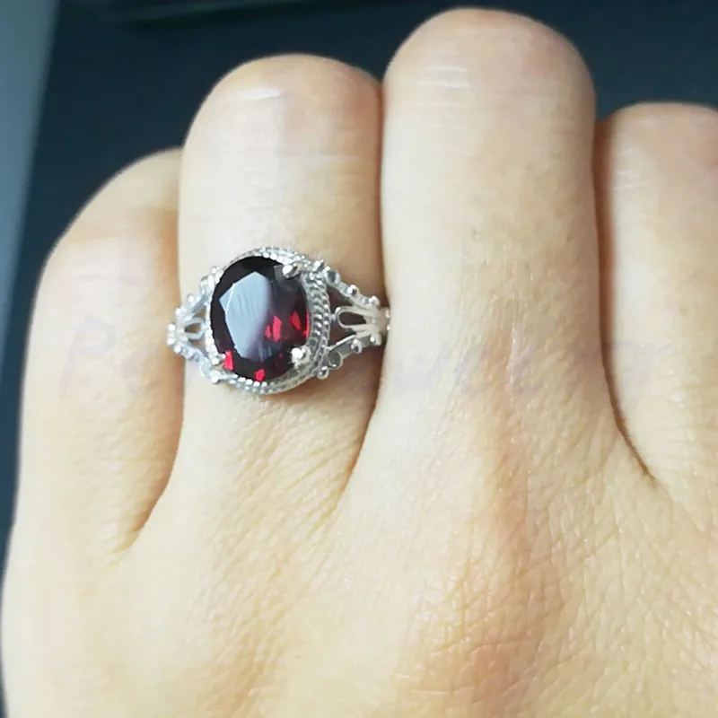 Кольцо с натуральным настоящим гранатом,, серебро 925 пробы, ювелирное изделие с красным камнем карат, кольца ручной работы gemtone C91161
