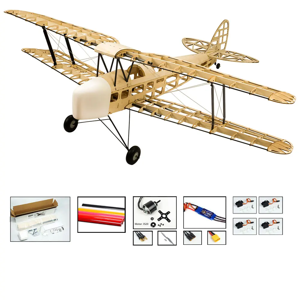 RC самолет лазерная резка самолетик из пробкового дерева комплект TigerMoth DH-82 рамка без крышки Модель Строительный комплект - Цвет: S0904B