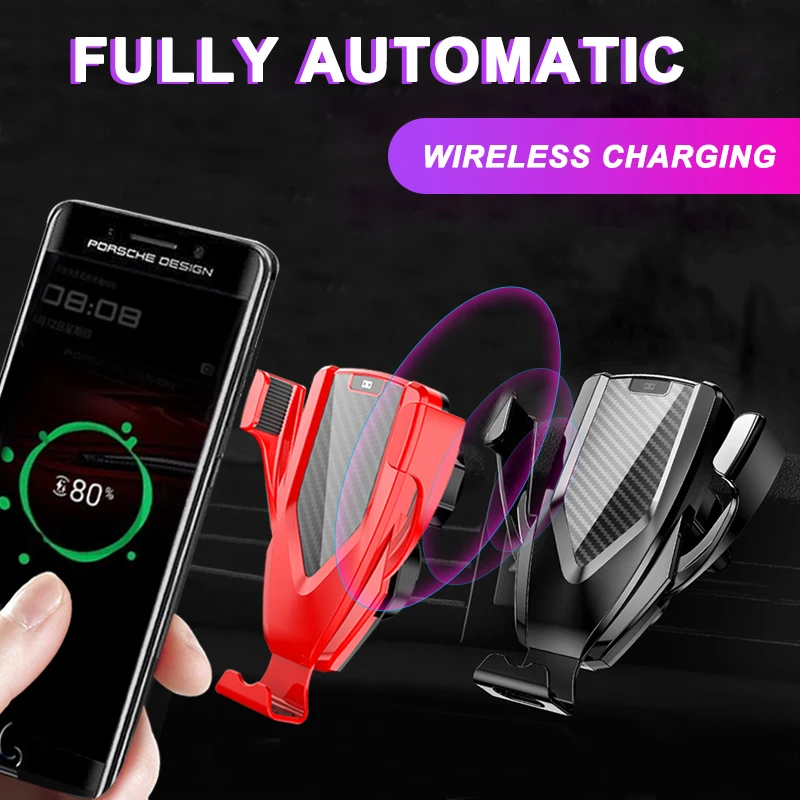 

2019 Cool Qi Car Wireless Charger For iPhone Xs Max Xr X Samsung S10 S9 5G Intelligent Fast Wirless Charging Car Phone Holder