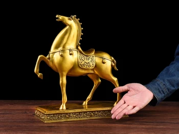 

LARGE- Business Efficacious Money Drawing Talisman House Protection -Home office FENG SHUI KAI GUANG Golden copper horse statue
