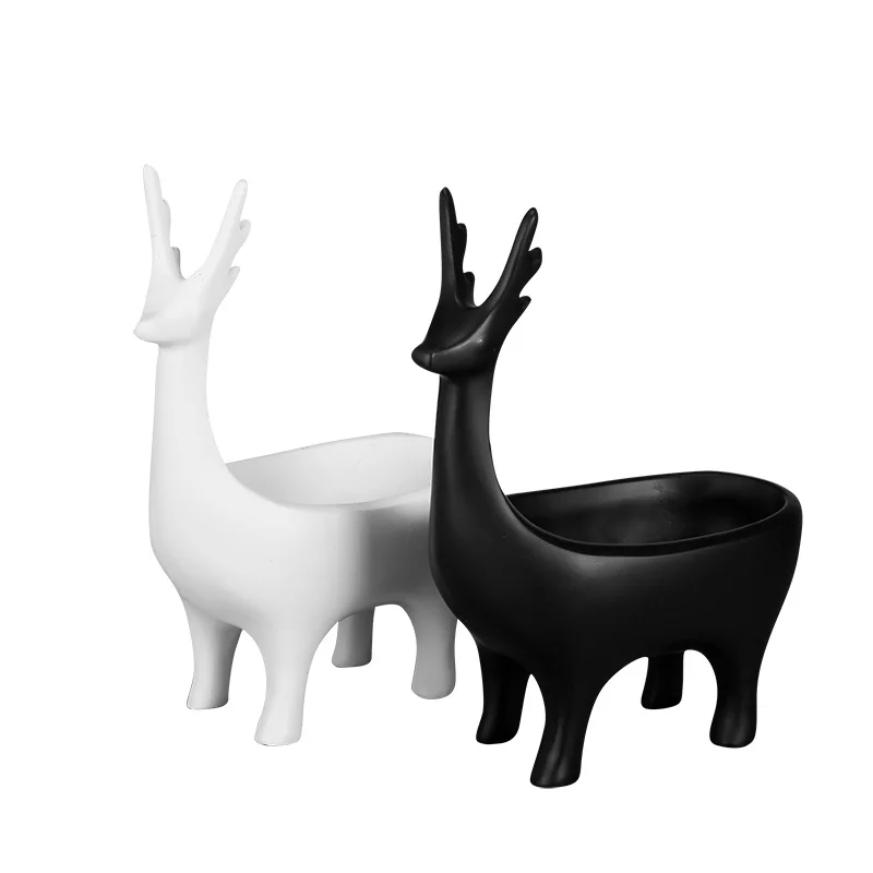 

Nordic Resin Deer Organizer Box Key Jewlry Bead Storage Containers Deer Figurine Craft Decorations Creative Ornaments Home Decor