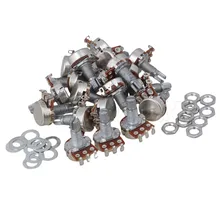 Yibuy A10K Ohm 18MM Shaft Length Control Potentiometer for Volume Pot Set of 50 9011 six linked sealed potentiometer c50k shaft length 15mm