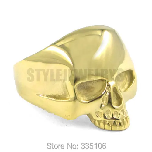 Classic Skull Biker Ring Stainless Steel Jewelry Punk Silver Black Gold Motor Biker Skull Ring Mens Boys Ring Wholesale SWR0036A