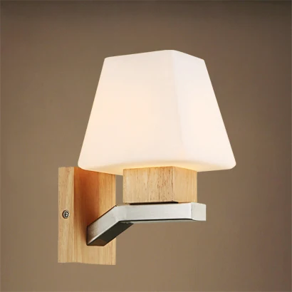 

Nordic Modern Decor Wall Sconce Art Wall Lamps Wood In The Bedroom Lighting Fixtures Living Room One Or Two Head B6
