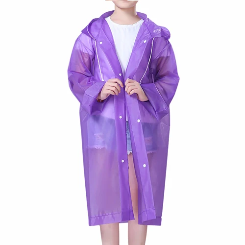 Модный детский плащ-дождевик, непромокаемая одежда для студентов, Детское Пончо, полупрозрачное, неодноразовое, дождевик, желе, клей, материал EVA, для кемпинга, туризма - Цвет: purple