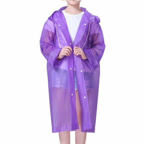 purple Модный детский плащ-дождевик, непромокаемая одежда для студентов, Детское Пончо, полупрозрачное, неодноразовое, дождевик, желе, клей, материал EVA, для кемпинга, туризма - Цвет: purple