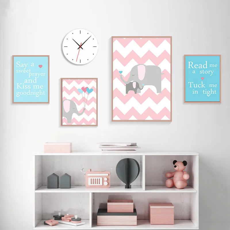 Canvas-Wall-Art-Decor-Poster-Nursery-Print-Elephant-Cartoon-Painting-Nordic-Kids-Decoration-Pictures-Baby-Girls