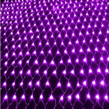 Год! 2x3 м гирлянды во главе Предновогодние загорается открытый украшения LED чистый строки EU/us Plug праздник Luzes de натальные гирлянды - Испускаемый цвет: Фиолетовый