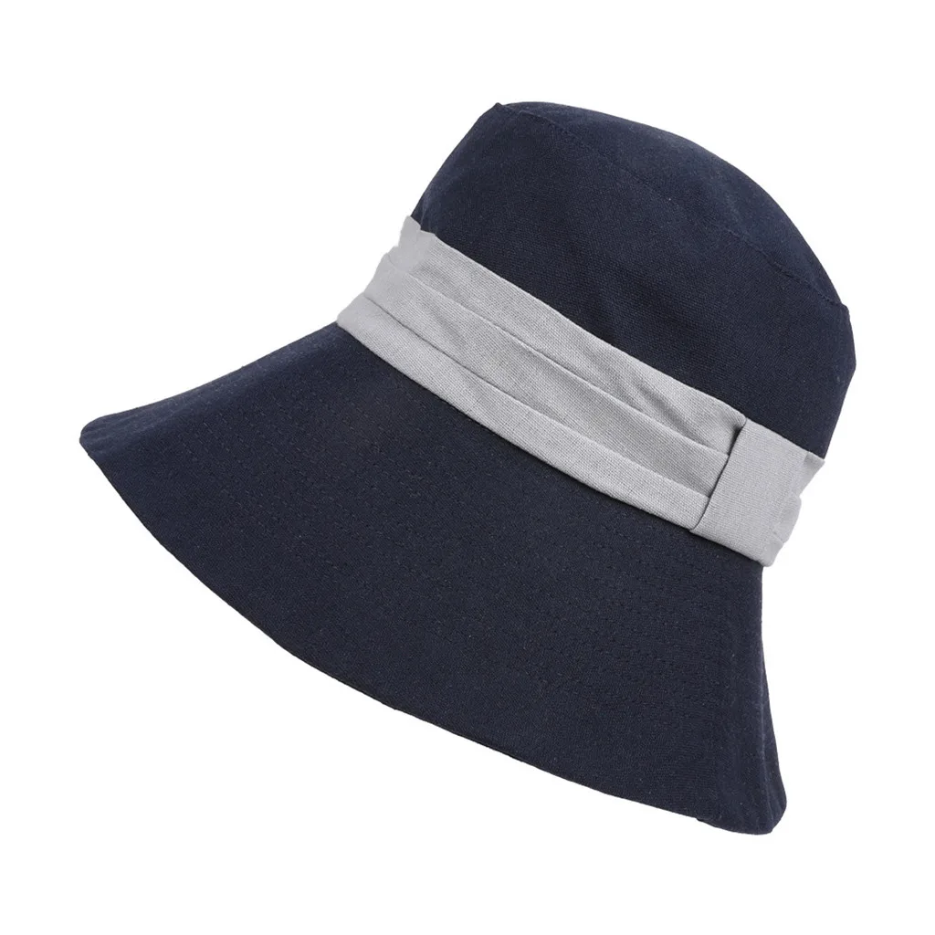 Шляпа-мешок Летняя женская хлопковая однотонная шляпа для рыбалки Буш Панама широкий с полями, солнце шляпа летнее пляжный отдых белый Гибкая шляпа L0402 - Цвет: Blue