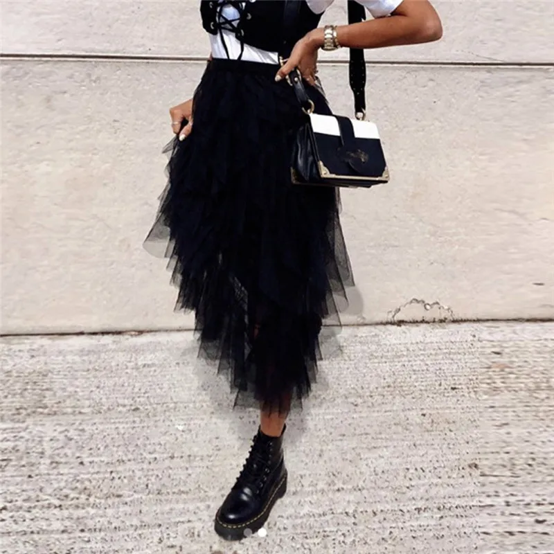 Women High Quality Pleated Gauze Princess Mesh Skirt Adult Tutu Dancing Skirt Women skirts Summer 2019 Sexy And Club FD