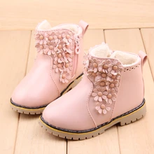 2016 Hiver Filles Enfant Bottes de Neige Chaussures Enfant de Sexe Féminin Chaud Martin Bottes Petite Fleur De Mode Martin Chaussures Filles Princesse Bottes