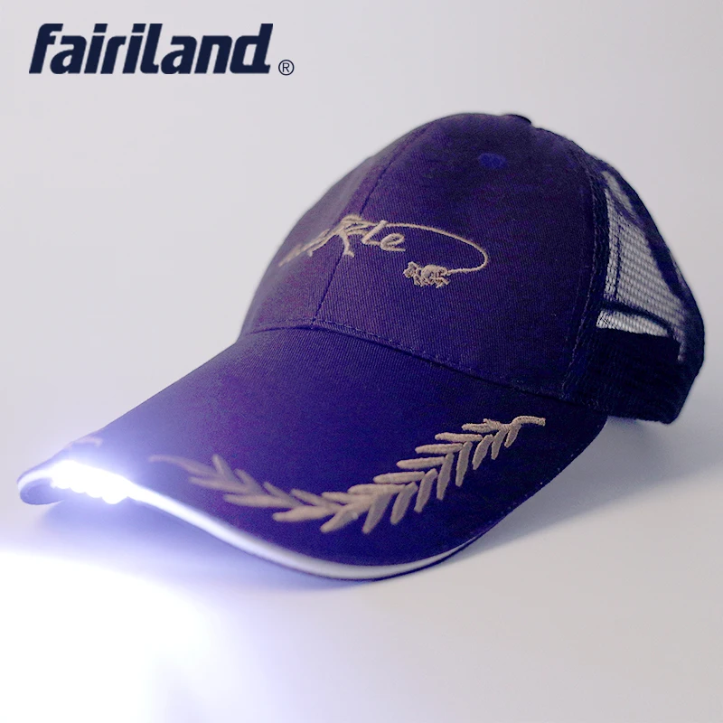 Черный/синяя бейсболка с светодиодный фонарик для ночной рыбалки шапка Бег кепки светодиодный спортивная шапка светящиеся рыболовные кепки для мальчиков и девочек