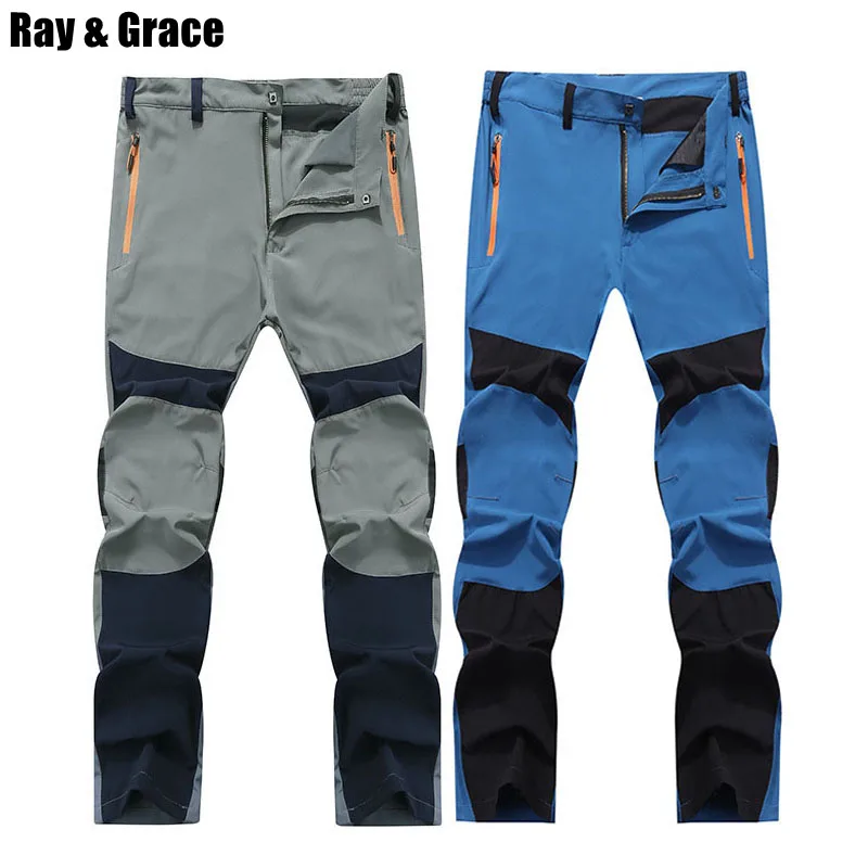 

RAY GRACE Summer Quick Dry Pants Outdoor Breathable Trekking Climbing Hiking Pants Men For Camping Fishing Sports Trousers