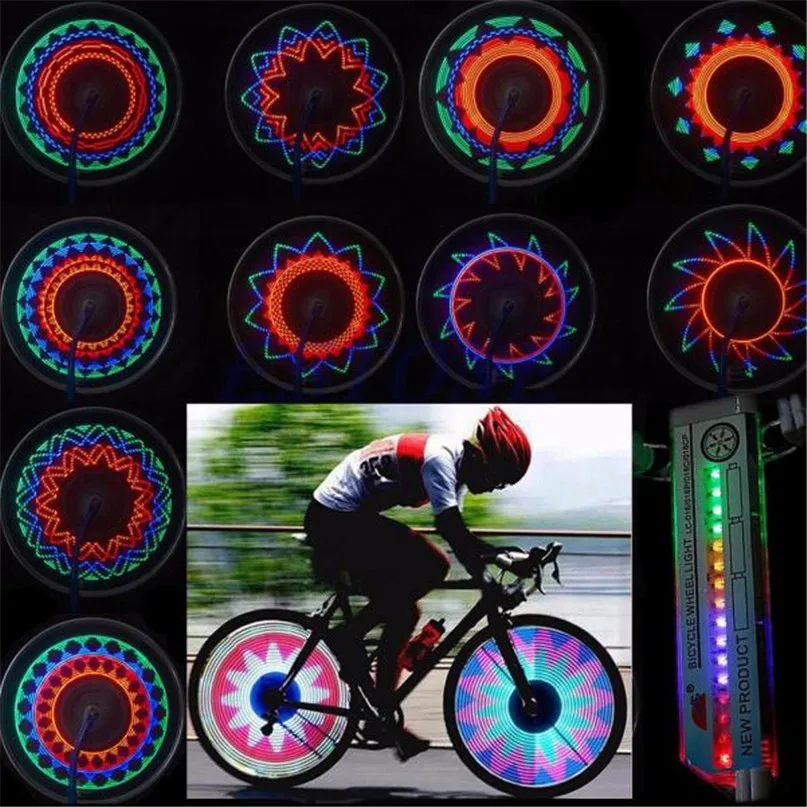 16 LED Car Motorcycle Cycling Bike Bicycle Tire Wheel Valve Flashing Spoke Light 30 pattern Wheel Light Drop Shipping #2M16 (1)