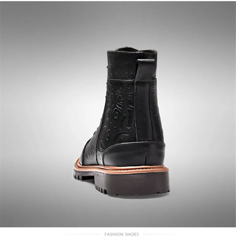 NINYOO/новые модные мужские зимние ботинки, ботинки martin из натуральной кожи, непромокаемые ботинки с перфорацией типа «броги» с мехом, Зимние