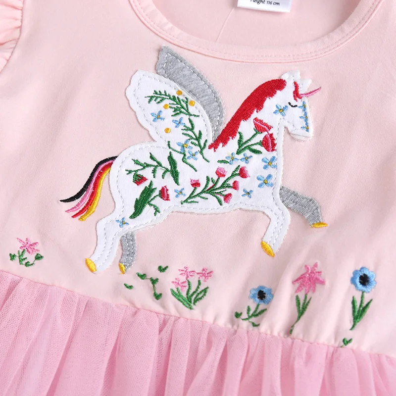 VIKITA платье с блестками для девочек, детские летние платья с кроликом, бабочкой, единорогом, Vestidos, хлопковая одежда без рукавов для малышей