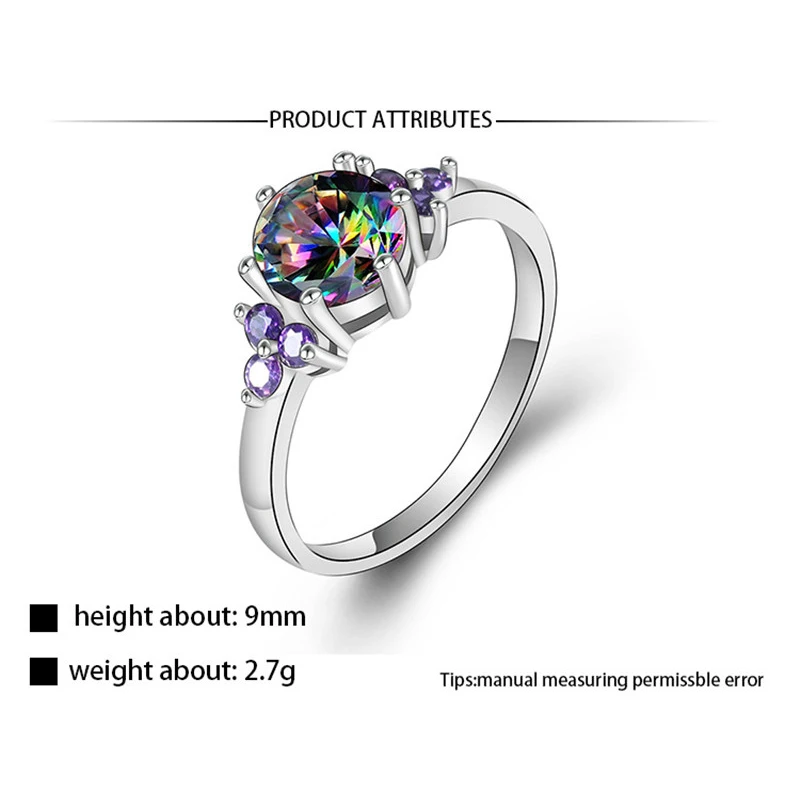 Vintage Mystic Female Rainbow Opal Ring Shining Elegant Lovely Silver Color Rings for Women Wedding Jewelry Bague Anillos dm078 (2)