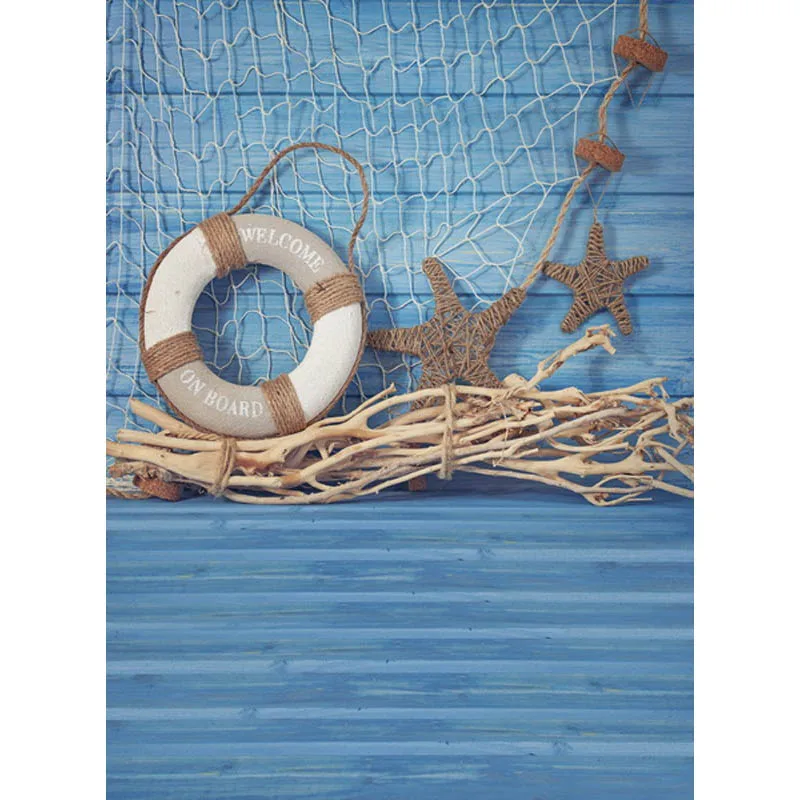

Summer Sea Beach Star Fish Net Wood Photo Backgrounds Baby Children Printed Photo Studio Backdrop Background f-1300