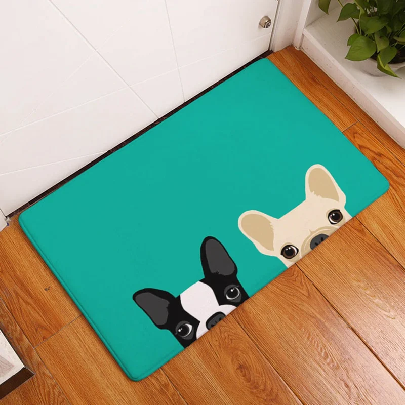 

40*60cm Brief Cute Cartoon Bulldog Puppy Dog Mats Welcome Home Entrance Door Floor Rug Light Thin Anti Slip Mats 8 Styles!!!!!!!