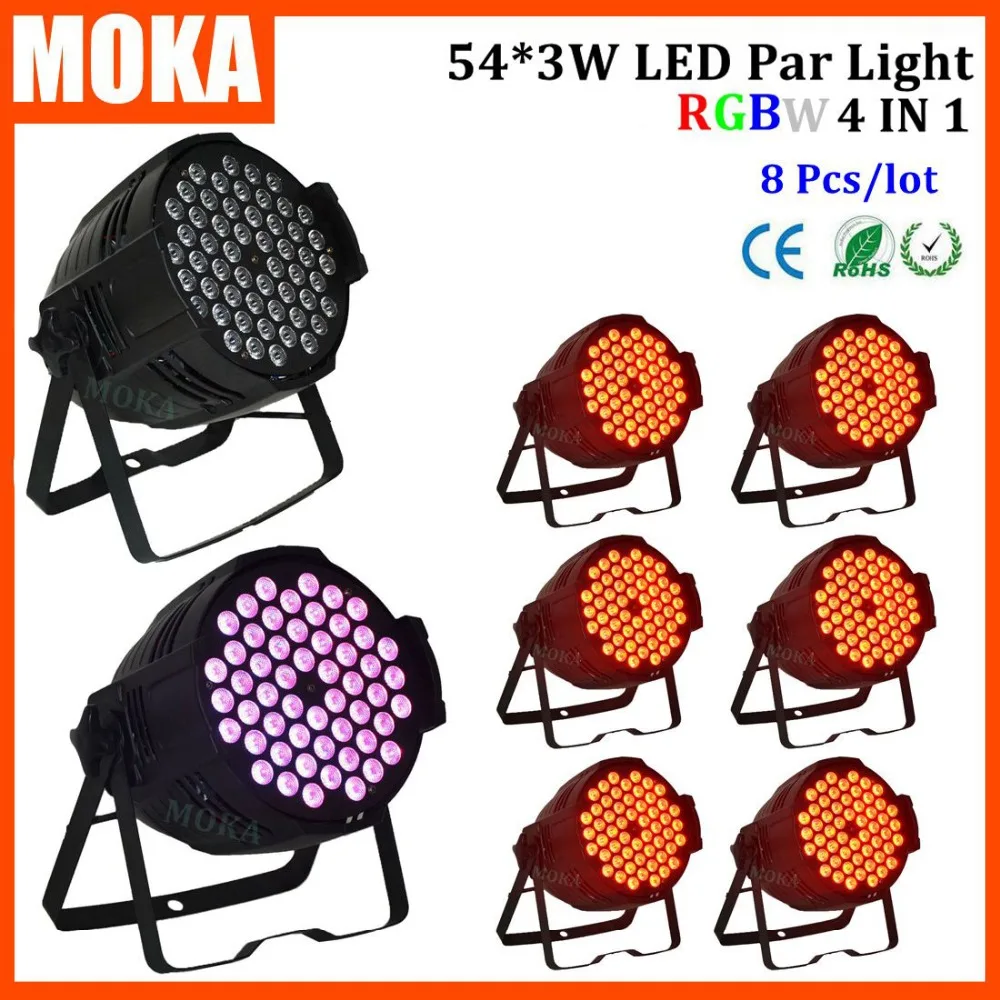 

8pcs/lot high quality led par light 54*3w dmx rgbw 4in1 stage lighting effect light show