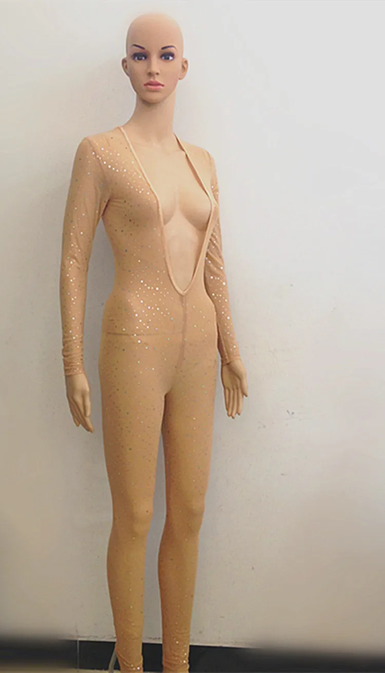 

2016 New Nightclub Female Singer DJ Laser Paillette bodysuit costumes party show stage wear lead jazz dance wear