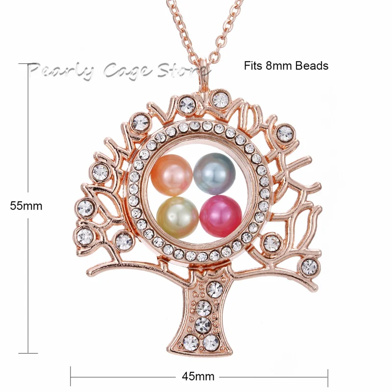 300 стилей диаметр 8 мм бусины жемчужная клетка Магнитная застежка плавающий медальон Стразы кулон ожерелье с нержавеющей цепочкой 27" - Окраска металла: Tree of Life-1B
