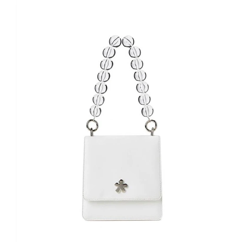 

Transparent bead handle bag women vintage box totes bag party acrylic bead handbag 2019 luxury brand mini PU shoulder bag purse