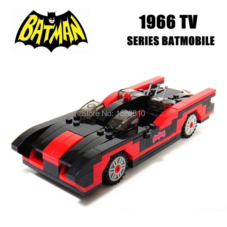 Бэтмен-1966 ТВ сериал Бэтмобиль Железный человек красный лимузин родстер DIY просветить блок строительные детские игрушки, строительные блоки