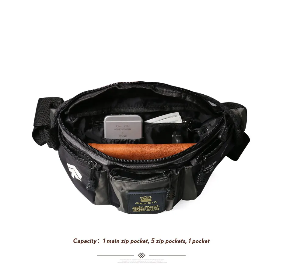 Ruil Ткань Оксфорд поясная сумка мужская мода многофункциональные карманы досуг путешествия телефон сумка инструментарий винтажная посылка