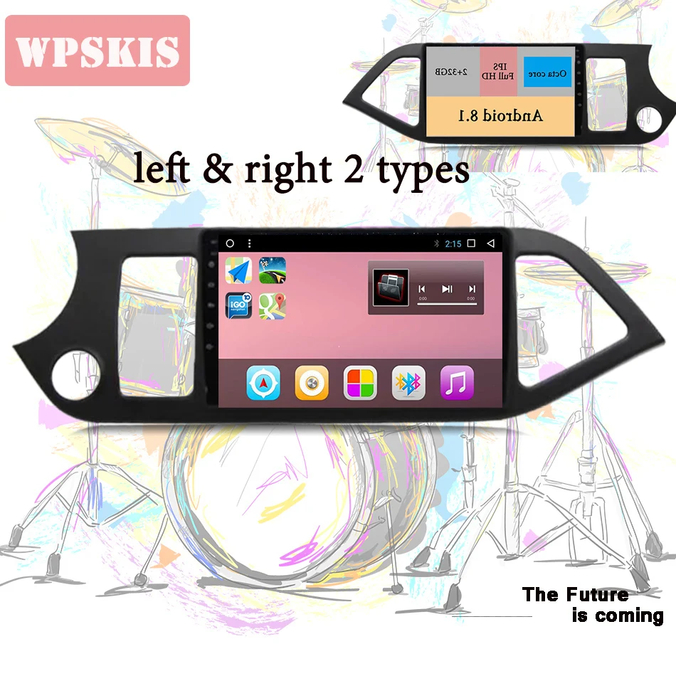 1280*720 HD 9'' Touch screen 6+128G 8core android 10.0 car dvd radio stereo for kia Morning Picanto 2011 gps steer wheel control |