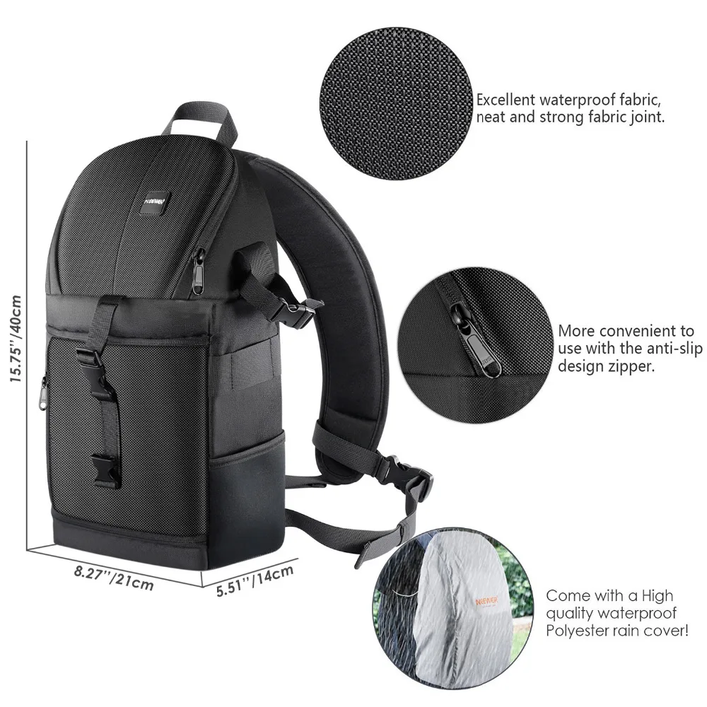 Neewer Professional Camera Storage Sling Bag Waterproof Shockproof Tearproof Partition Protection Case for Canon Nikon Sony DSLR
