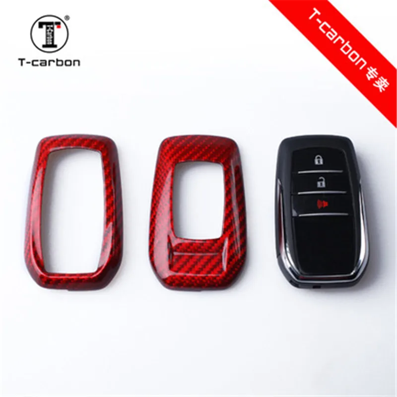 

Car Accessories100% Real Carbon Fiber Car Key Case For Toyota Alphard RAV4 PREVIA Key Cover Car Styling