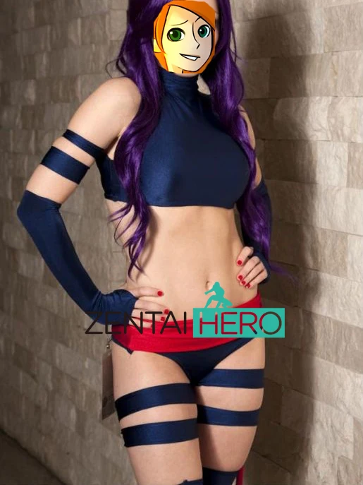 Free Shipping 2017 Halloween Costumes, Sexy Women X, Men Psylocke Costumes Navy Blue Spandex