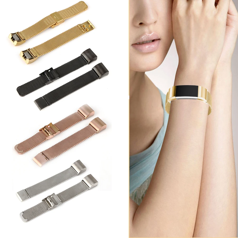 Luxury Brand Milanese Loop Stainless Steel Metal Watch Band Strap For Fitbit Charge 2 Straps Black