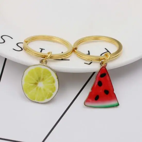 

Cute Fruit Key Chain Creative Watermelon Lemon Keyrings for Women girl Prom Party Jewelry Key Holder Fresh Fruit Keychain