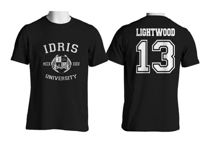 

Idris University Shadowhunters t shirt men Lightwood 13 Herondale 91 Lightwood 89 printing short tee US plus size S-3XL