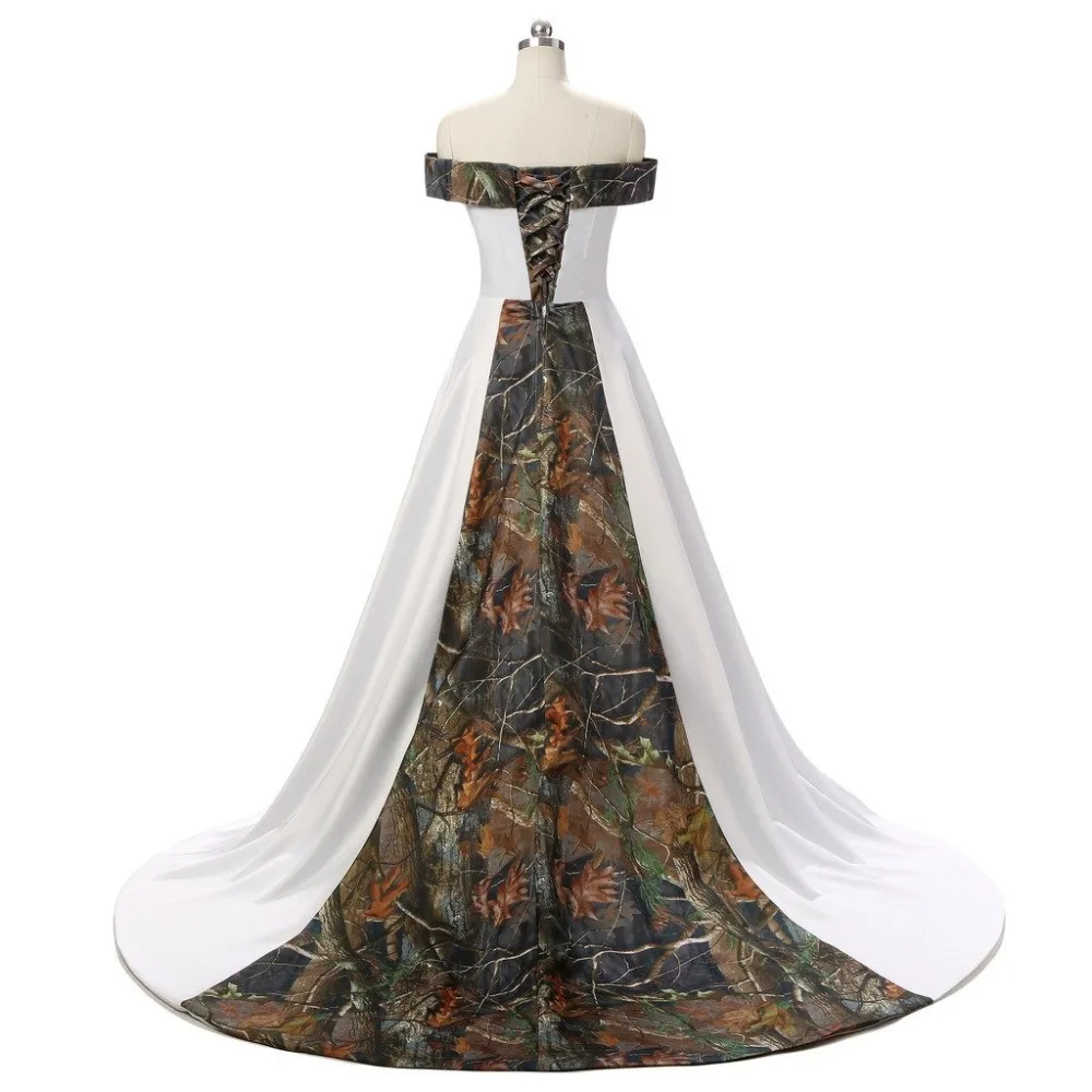 Bealegantom Sexy Strapless White And Camouflage Wedding Dresses