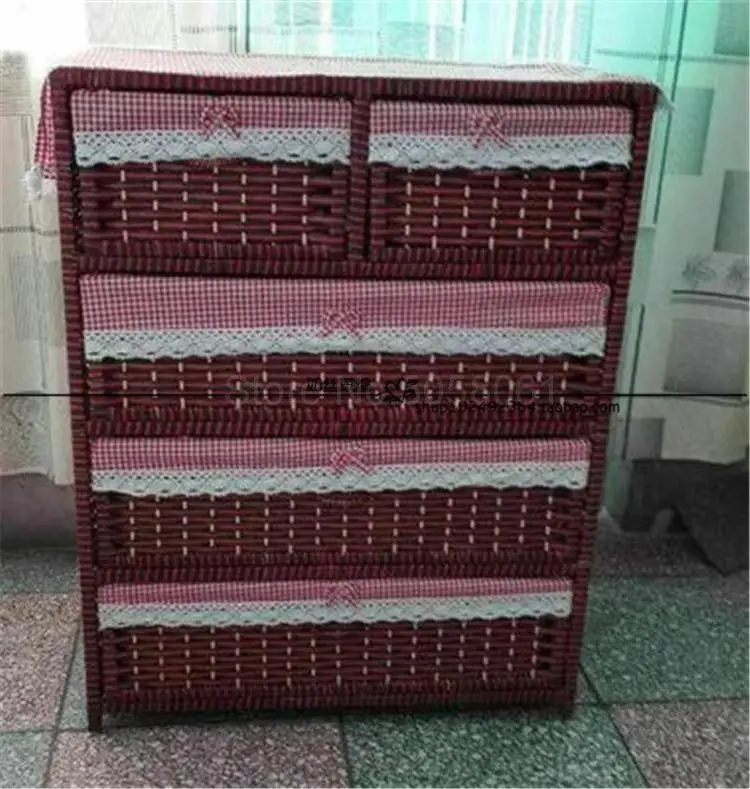 70x40x90cm 3 Соломенный тканый ящик для хранения шкафчик сад прикроватный стол Гладкий минималистский шкаф для малыша - Цвет: 70x40x90cm 3