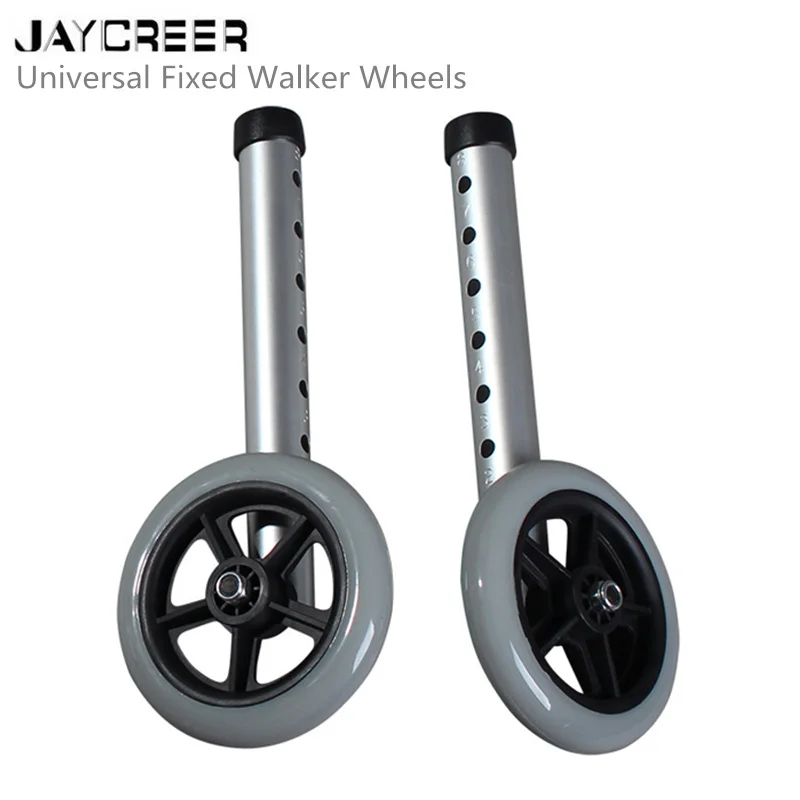 

JayCreer 1Pair(2PCS) Medical Universal 5" Walker Wheels Universal Fixed Walker Wheels