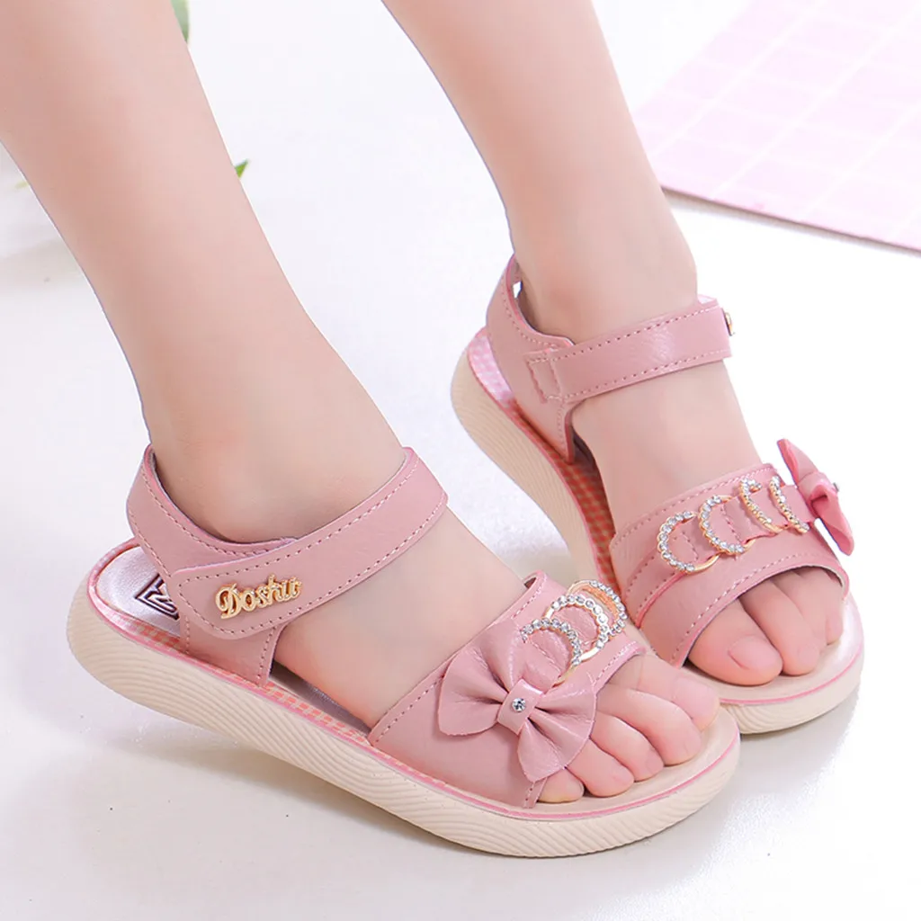 Fashionable Toddler Infant Kids Baby Girls Crystal Hook Casual Princess Shoes Grils Sandals sapato infantil sandalen Pink