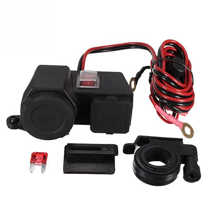 Dual USB Port 12V Waterproof Motorbike Motorcycle Handlebar Charger