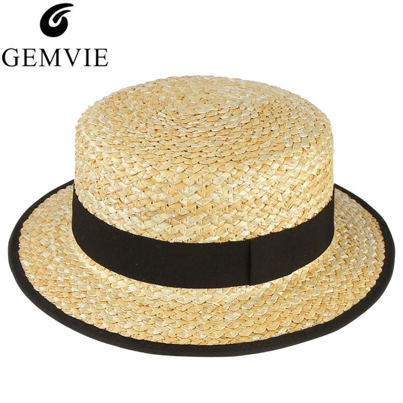 GEMVIE جديد شقة الأعلى سترو قبعة للنساء قبعات صيفية المنسوجة صغيرة حافة قبعة الشمس أسود الفرقة الشارع أزياء السيدات عطلة الشاطئ كاب GEMVIE جديد شقة الأعلى سترو قبعة للنساء قبعات صيفية المنسوجة صغيرة حافة قبعة الشمس أسود الفرقة الشارع أزياء السيدات عطلة الشاطئ كاب