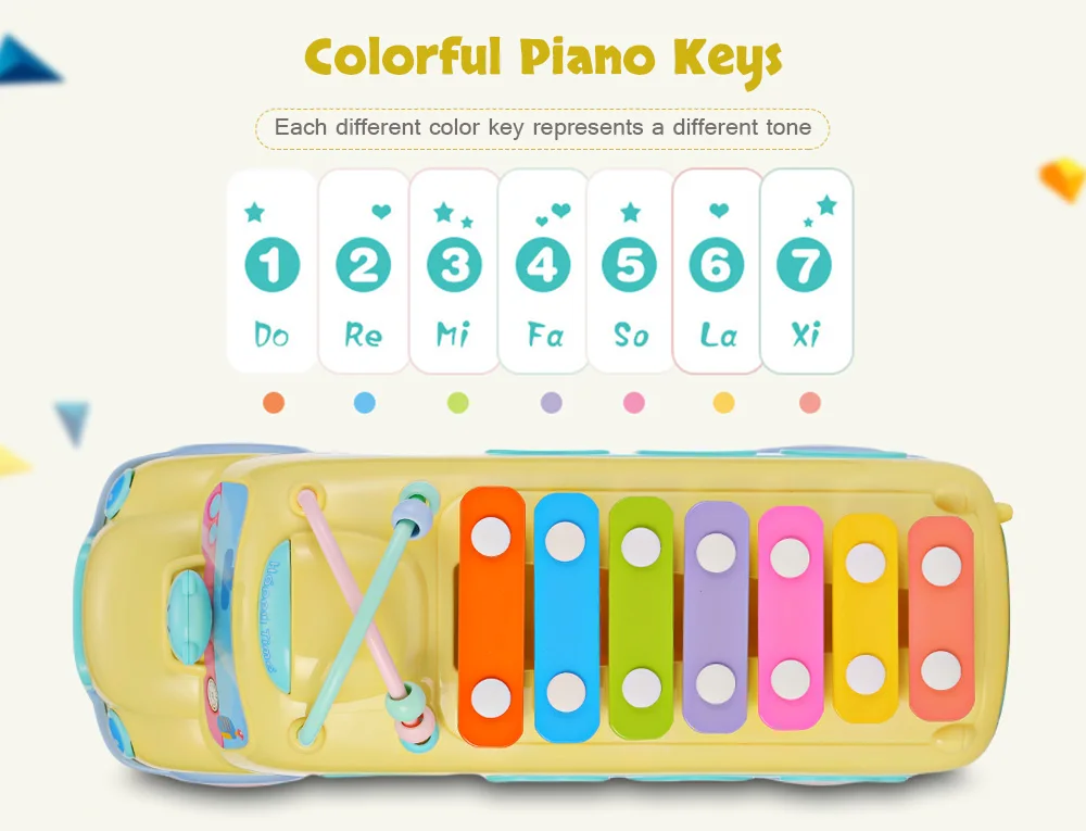 Baby Musical Toy Percussion Kid Music Instrument School Bus Toys Piano Matching Blocks  ( (1)