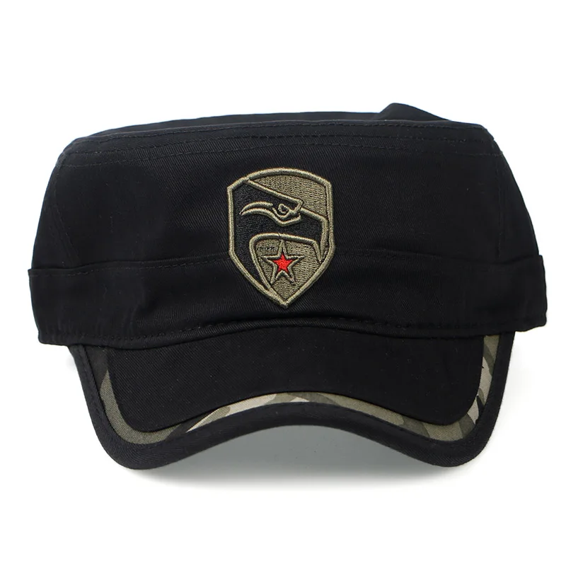 Летняя женская модная шляпа, шапки в стиле милитари, Мужская кепка в армейском стиле США, темно-синяя камуфляжная кепка с принтом пентаграммы и вышивкой, дизайнерская хлопковая шапка - Цвет: HT045-Black